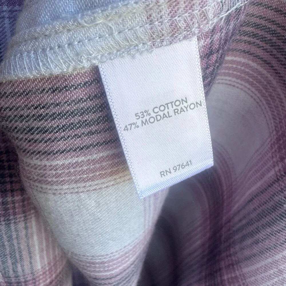 J. Jill Long Sleeve Split V-Neck Collared Plaid Shirt Women's Size XL
